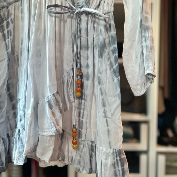 Blue Island Tie-Dye Swim Coverup - White and Black - Picture 2 of 8